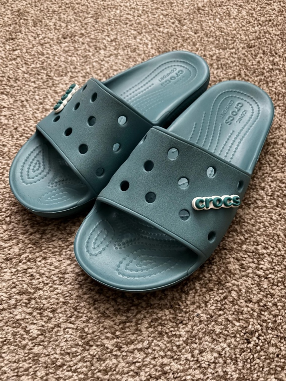 CROCS Teal Green Slides